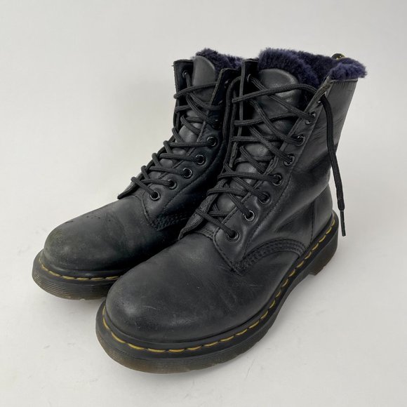 Dr. Martens 1460 Serena Women's Faux Fur Lined Lace Up Boots, Black, Size 6 - Picture 3 of 9